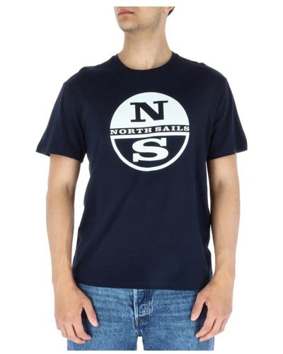 North Sails Blau bedrucktes t-shirt