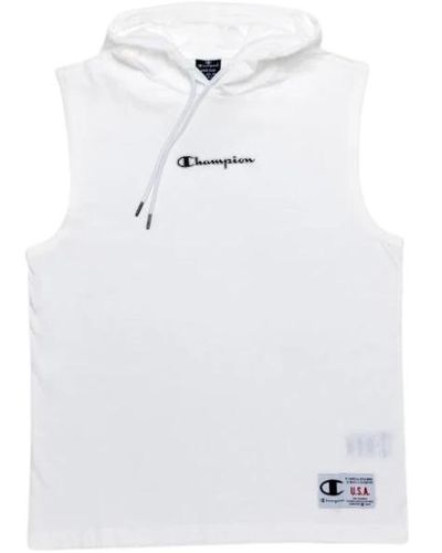 Champion Ärmelloses baumwoll-logoshirt - Weiß
