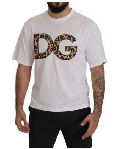 Dolce & Gabbana Kurzarm t-shirt mit leopard logo - Grau