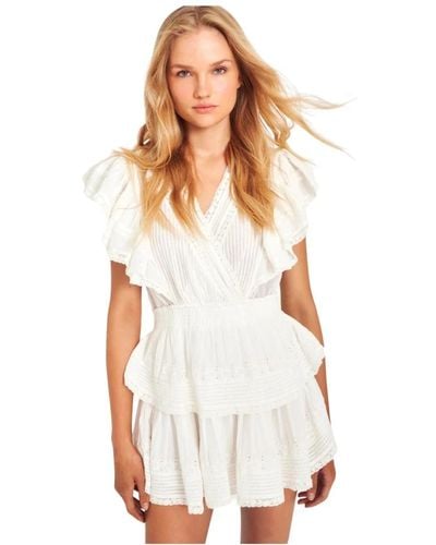 LoveShackFancy Gwen mini kleid mit spitzenstickerei - Weiß