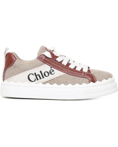 Chloé Sneakers aus strukturiertem leinen und kalbsleder - Pink