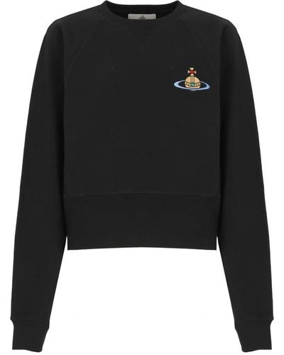 Vivienne Westwood Schwarzer cropped sweatshirt mit orb-stickerei