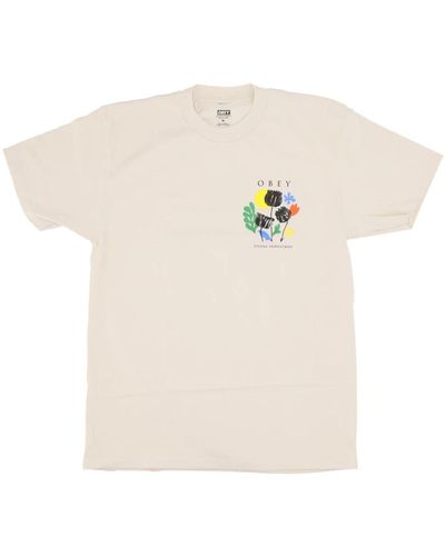Obey Blumiges klassik-t-shirt - Weiß