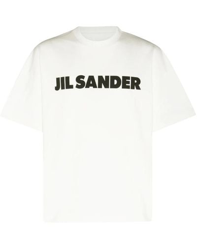 Jil Sander Weiße baumwoll-t-shirt mit logo-print