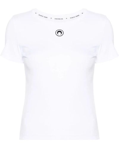 Marine Serre Weißes t-shirt aus bio-baumwolle mit logo