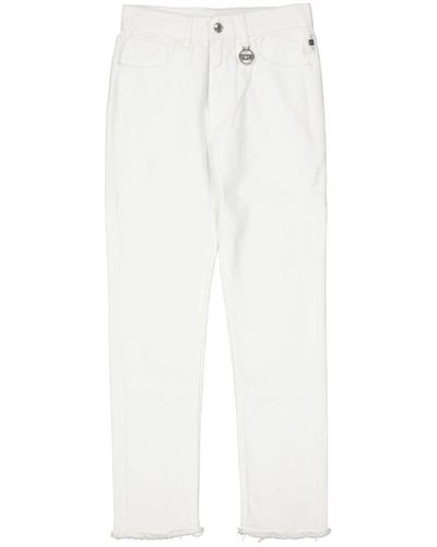 Gcds Weiße jeans mit fransen und bestickten details
