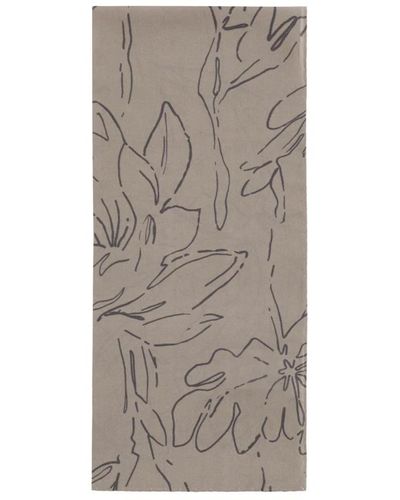 Brunello Cucinelli Sciarpa in seta con stampa magnolia - Marrone