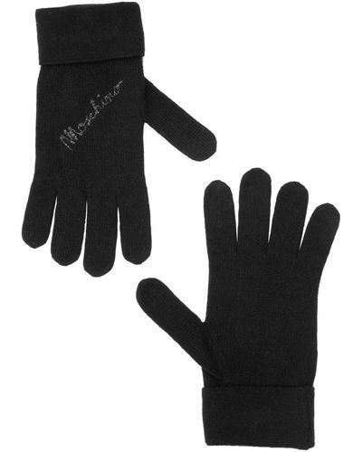 Moschino Einfache logo handschuhe - Schwarz