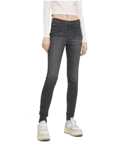 Tommy Hilfiger Jeans skinny neri con logo applicato - Grigio