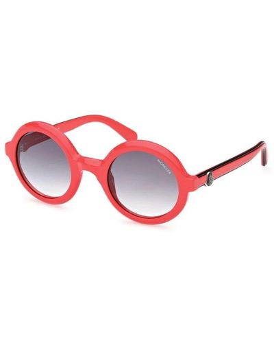 Moncler Runde sonnenbrille mit kontrastierenden details - Rot