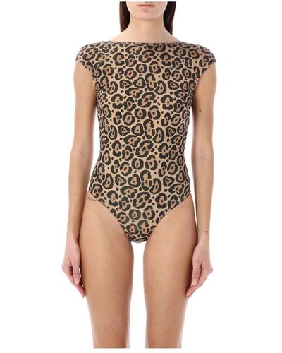 Emporio Armani Jaguar print badebekleidung body swimsuit - Braun