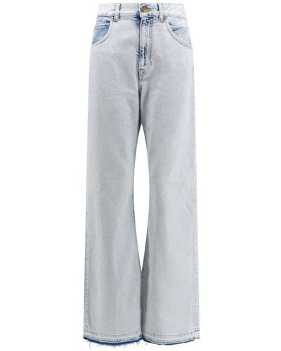 Pinko Jeans de pierna ancha azules con cierre de botón y cremallera - Gris