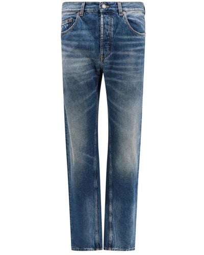 Saint Laurent Biologische baumwoll-jeans mit niedriger taille - Blau