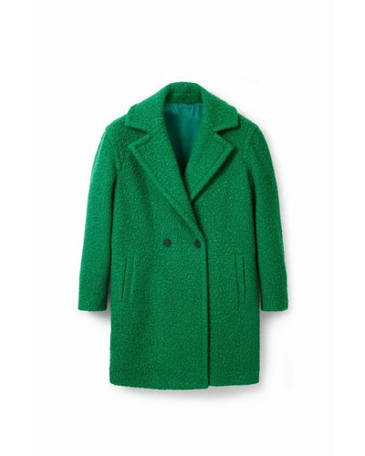 Desigual Double-Breasted Coats - Green