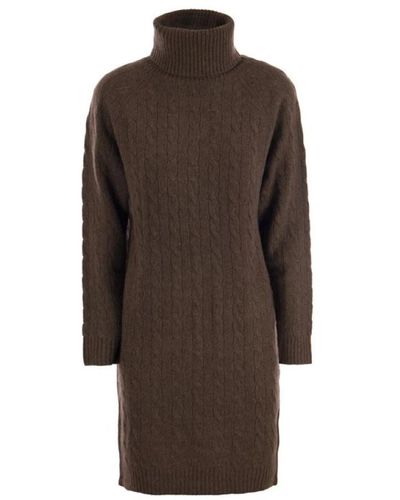 Ralph Lauren Vestido de cuello alto de lana y cachemira - Marrón