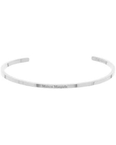 Maison Margiela Silbernes armband mit graviertem logo - Weiß
