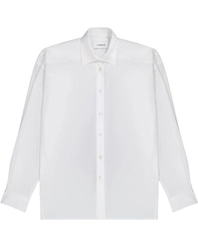 Laneus Camicia oversize bianca classica con bottoni - Bianco