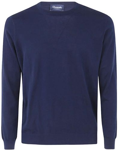Drumohr Blauer rundhalspullover für männer,rundhals pullover,rundhalsausschnitt pullover - Grün