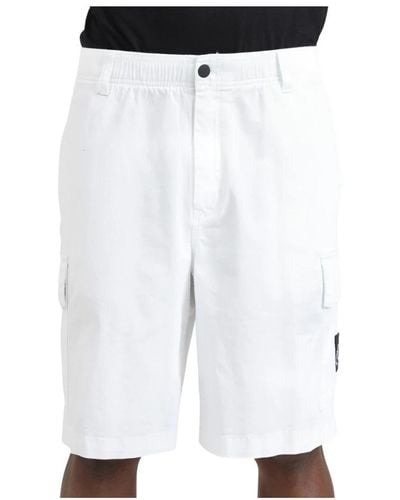 Calvin Klein Shorts cargo bianchi con bottoni magnetici - Bianco