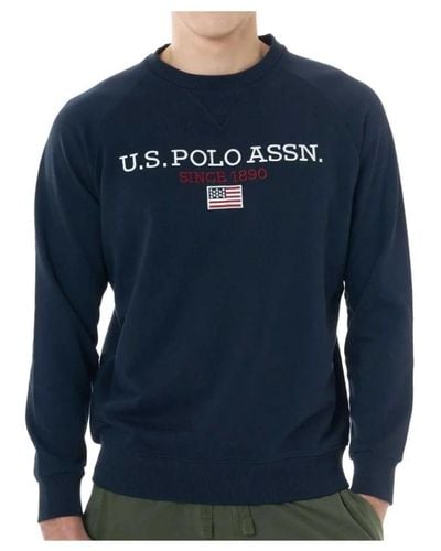 U.S. POLO ASSN. Bestickter rundhalspullover - Blau