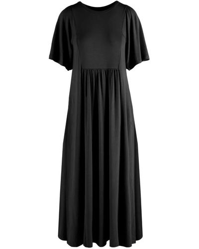 Bomboogie Soft long dress with drapes and gathers - Negro
