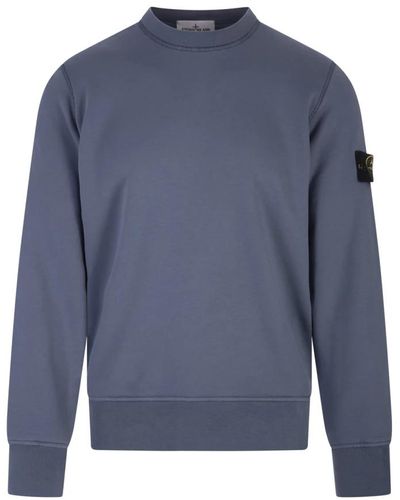 Stone Island Blauer rundhals-sweatshirt baumwolle