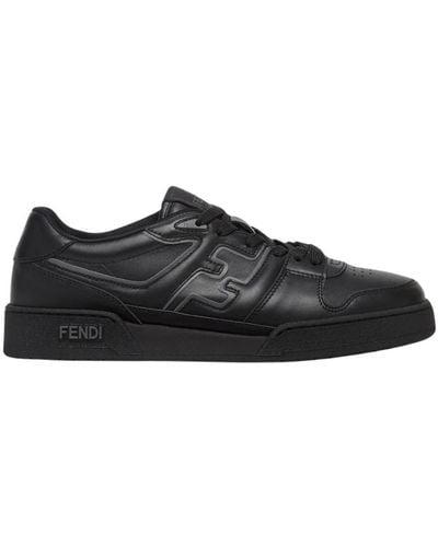 Fendi Match Leather Sneakers - Black