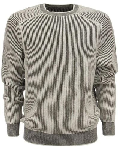 Sease Dinghy - maglione in cashmere a girocollo reversibile a coste - Grigio
