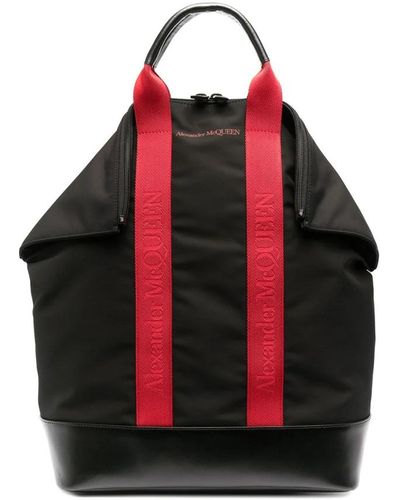 Alexander McQueen Stilvoller zweifarbiger logo-tape-rucksack - Rot