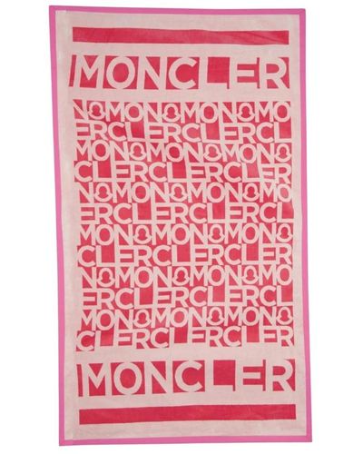 Moncler Strandtuch mit kontrastkante und monogramm-logo - Rot