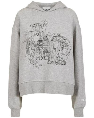 Iceberg Grauer roma print kapuzenpullover