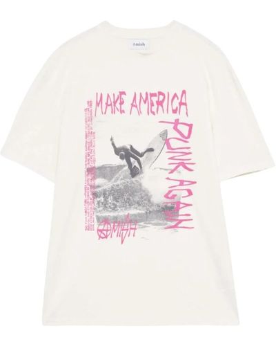 AMISH Punk surf baumwoll t-shirt - Weiß