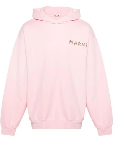 Marni Rosa blumen hoodie baumwolle jersey - Pink