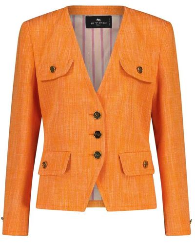 Etro Blazer mit goldfarbenen knöpfen - Orange