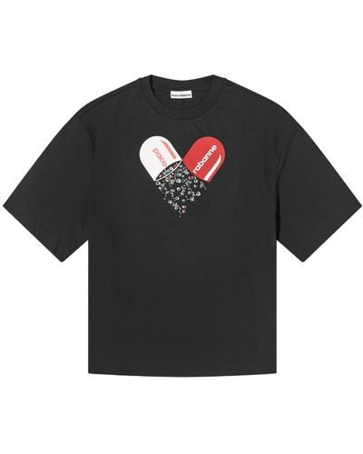 Rabanne T-shirt manica corta con stampa del logo - Nero