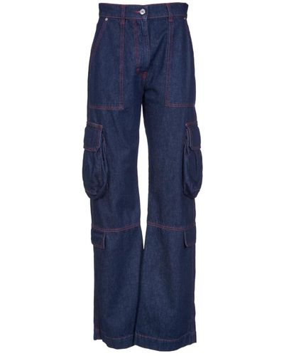 MSGM Pantaloni con tasche cargo e patch logo - Blu