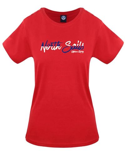 North Sails Kurzarm baumwoll t-shirt unifarben - Rot