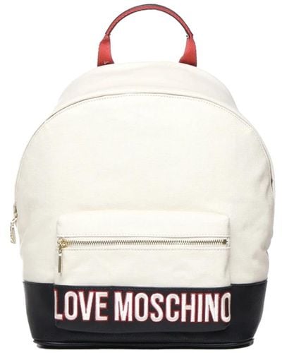 Love Moschino Zweifarbige handtasche mit reißverschlusstasche - Weiß