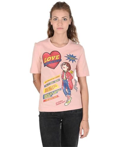 Love Moschino Camiseta rosa de algodón