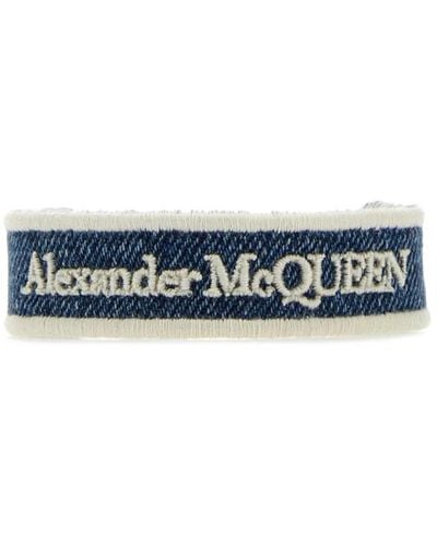 Alexander McQueen Besticktes jeansarmband - Blau