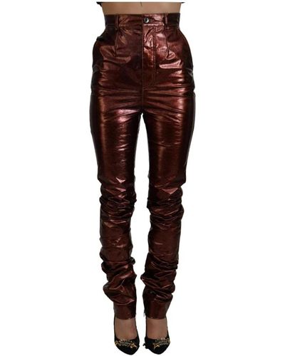 Dolce & Gabbana Metallic bronze high waist skinny jeans - Rot