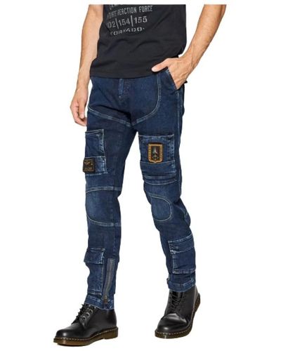 Aeronautica Militare Pantaloni anti-g in cotone con tasche multiple - Blu