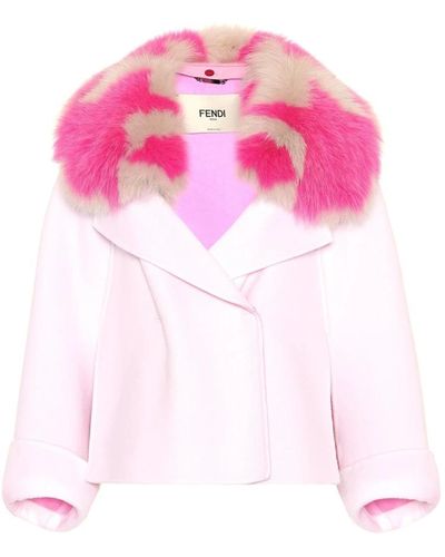 Fendi Faux Fur & Shearling Jackets - Pink