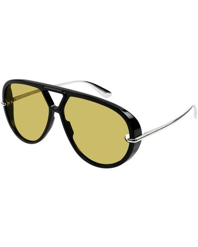 Bottega Veneta Sonnenbrille gelbe gläser schwarz - Mettallic