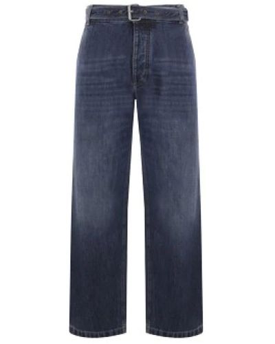 Bottega Veneta Denim jeans mit weitem bein und abnehmbarem gürtel - Blau