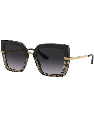 Dolce & Gabbana Half print sonnenbrille in schwarz grau/grau getönt