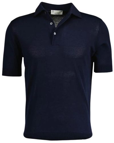 FILIPPO DE LAURENTIIS Stilvolles crepe polo shirt - marineblau