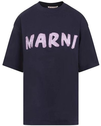 Marni T-shirts,baumwoll t-shirt in cinder rose - Blau