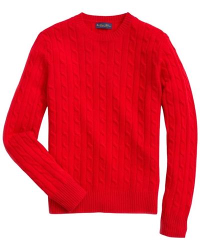 Brooks Brothers Lambswool Cable Crewneck Strickpullover - Rot