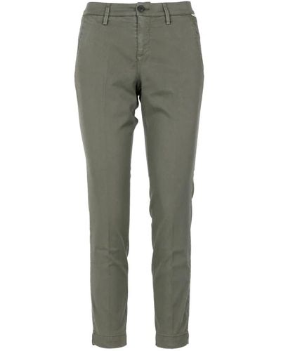 Roy Rogers Pantalones verdes de algodón cierre cremallera bolsillos - Gris